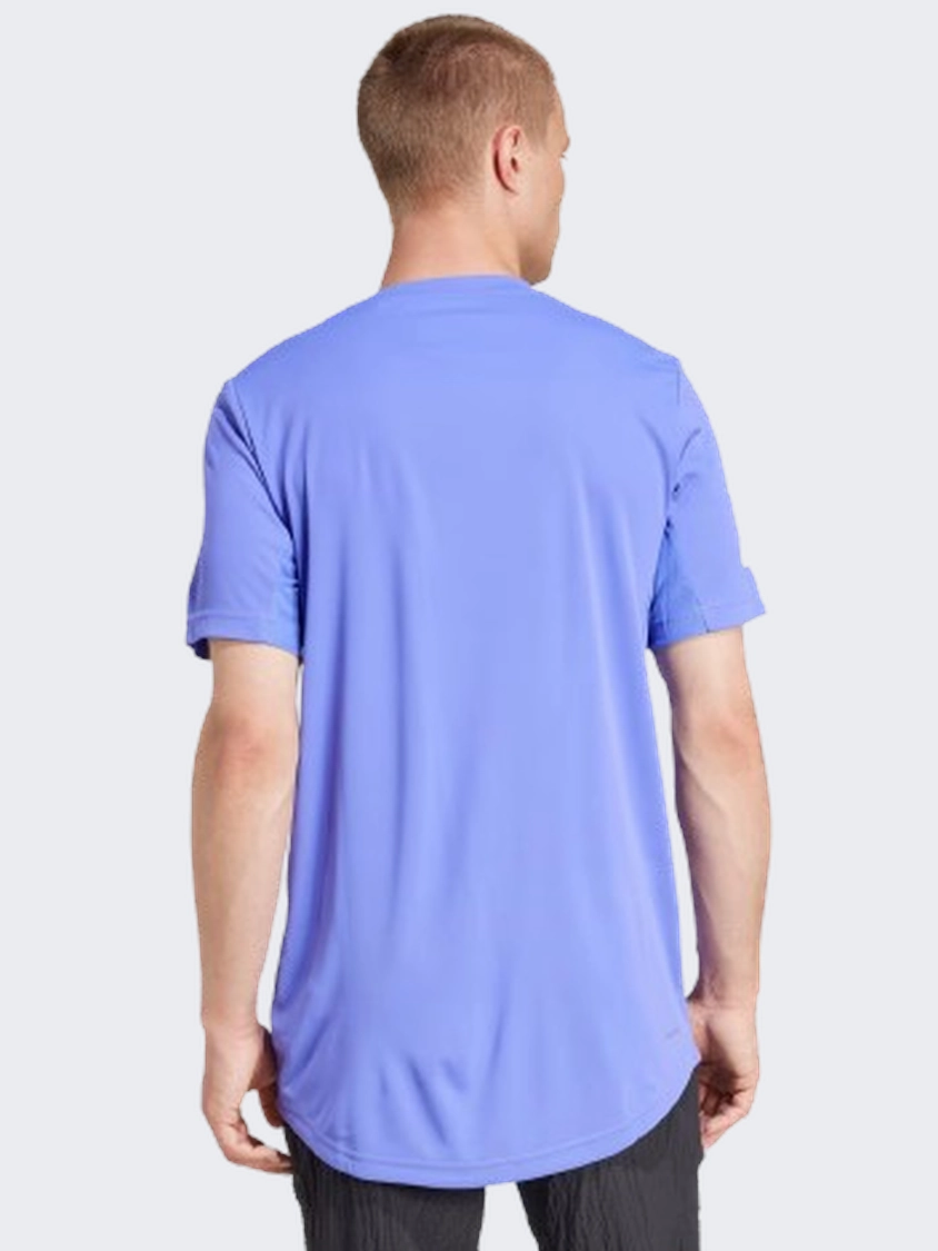Adidas Club 3 Stripes Men Tennis T-Shirt Cobalt Blue