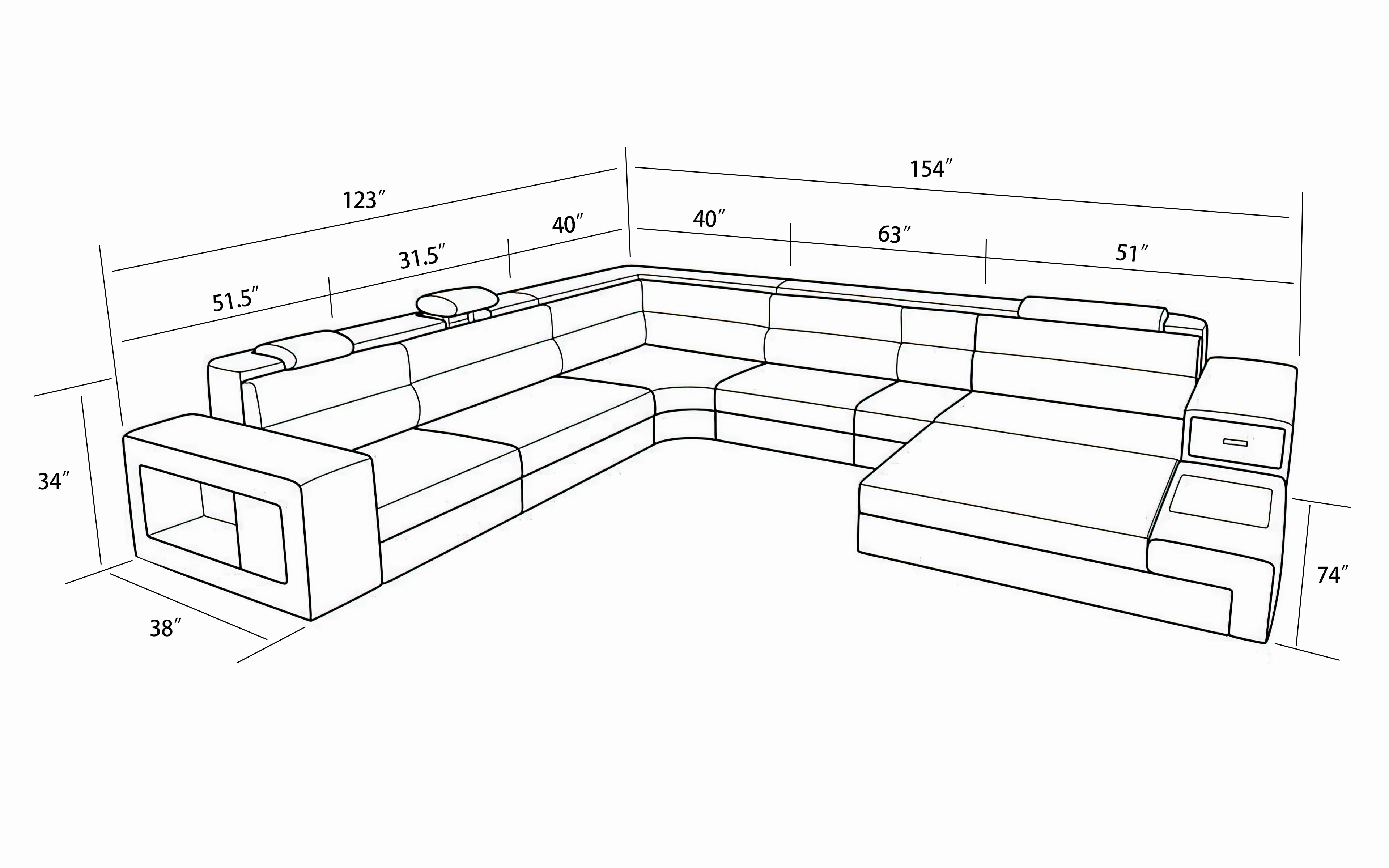 All Black Martinelli Modern Large Leather Sectional With Storage
