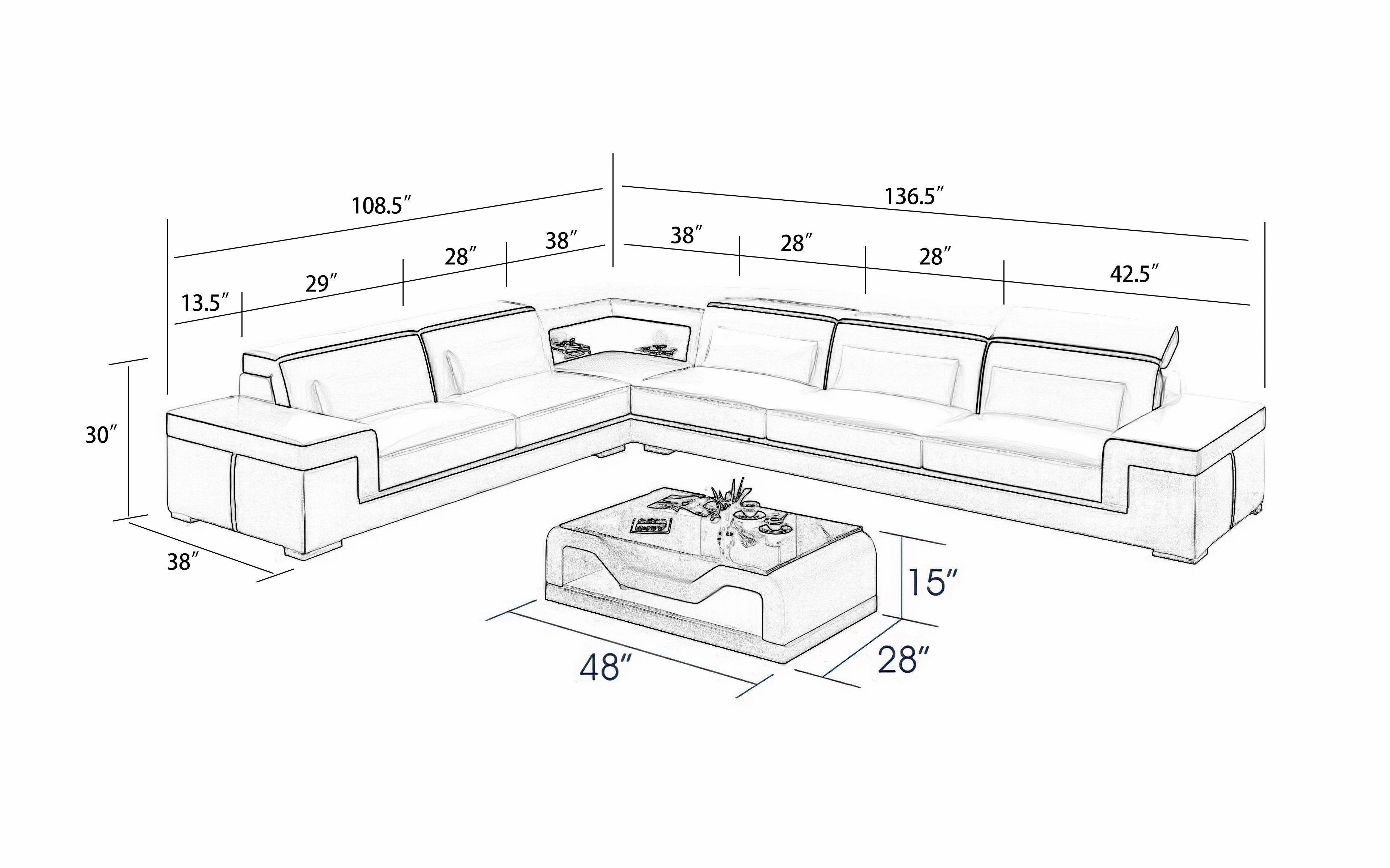 Althea Ulta Modern Leather L-Shape Sectional Couch