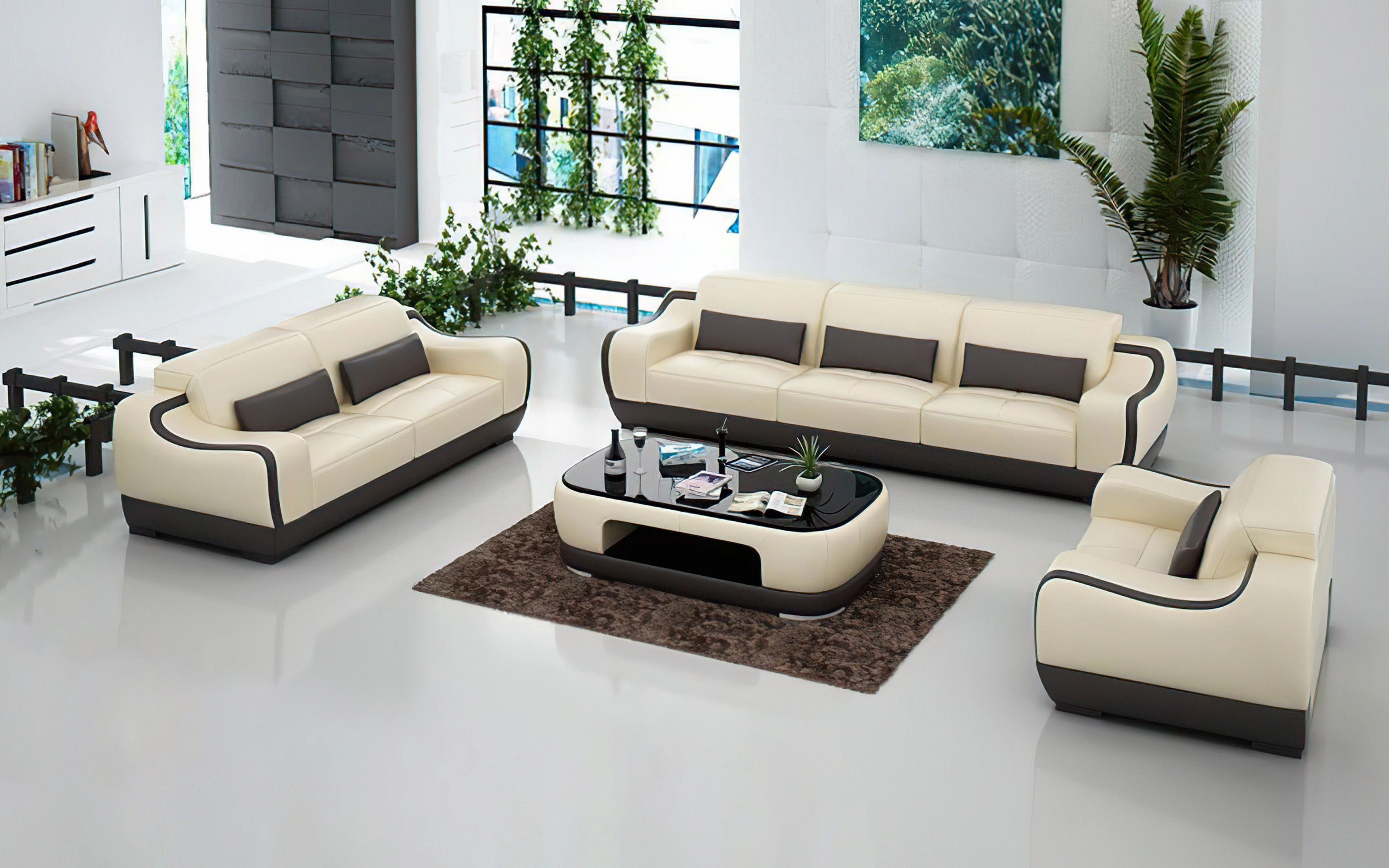 Amir Modern Leather Sofa Set