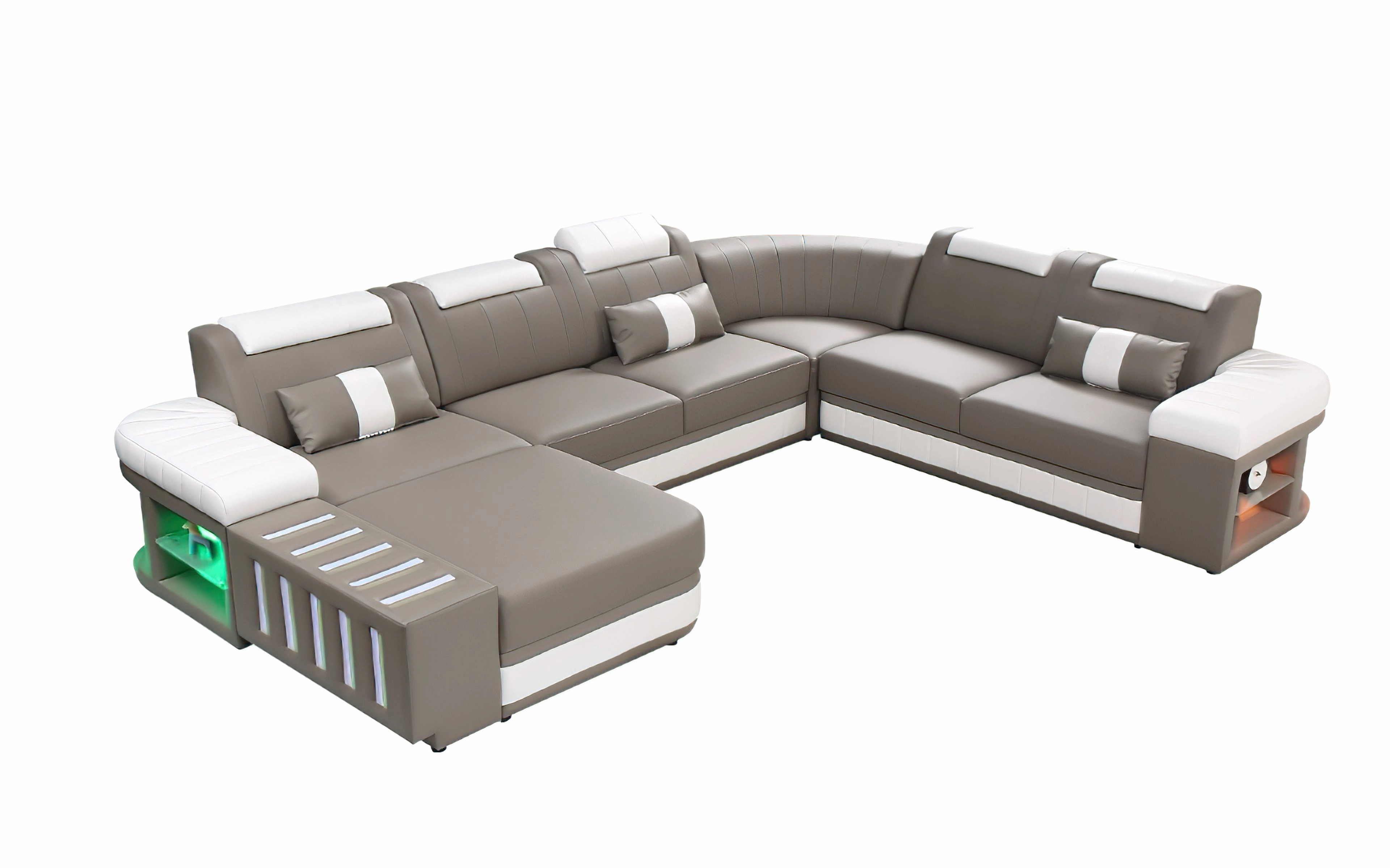Angelas Modern Leather Sectional with LED Light