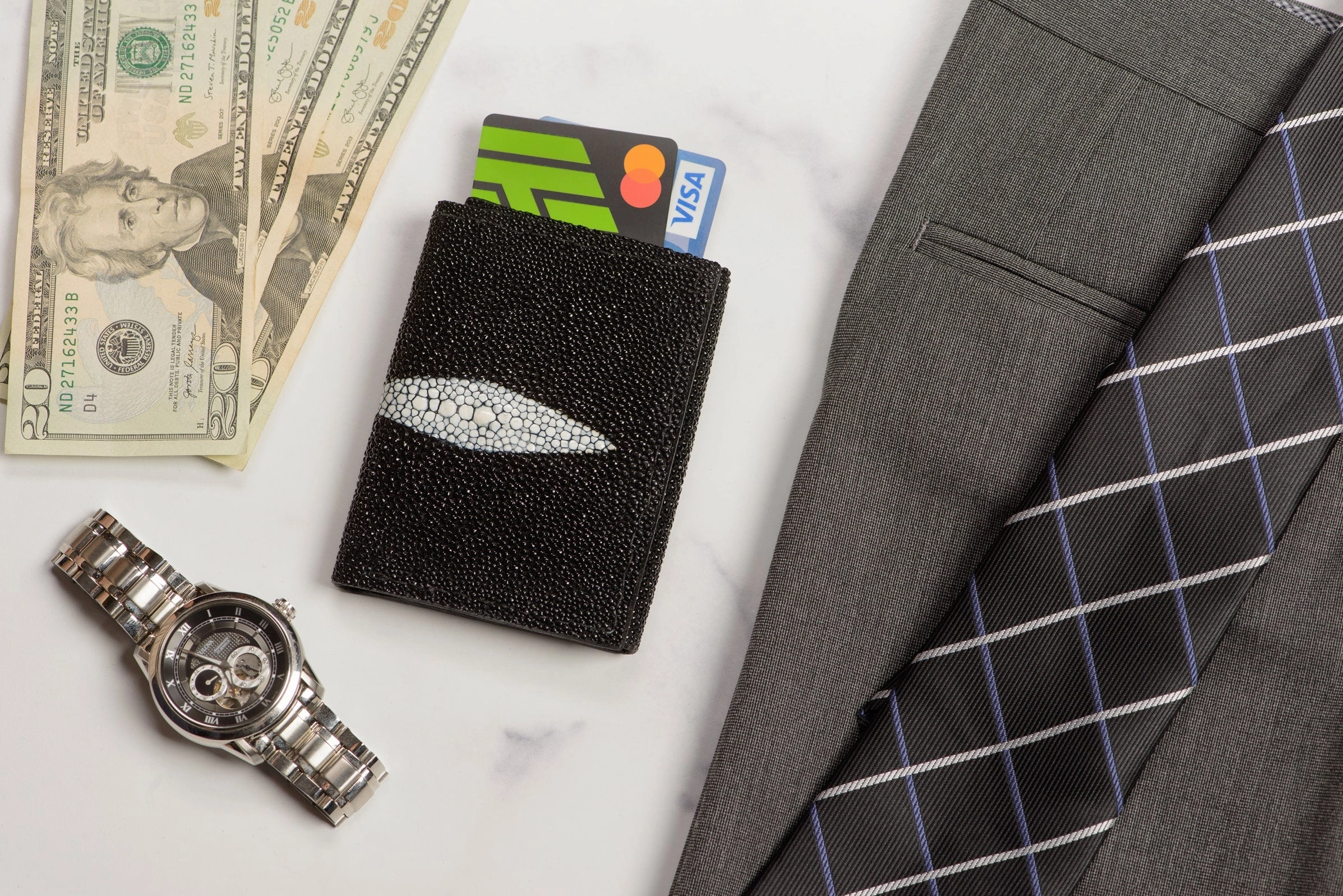 Black Stingray Trifold Wallet