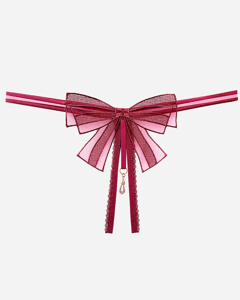 Bowknot Crotchless Beaded Thong