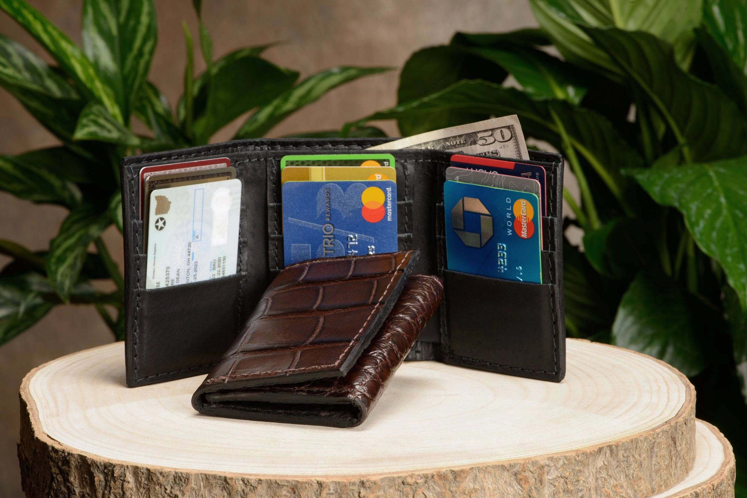Brown Alligator Trifold Wallet