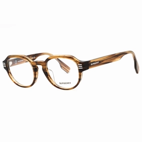 Burberry Men's Eyeglasses - Brown Horn Plastic Full Rim Round Frame | 0BE2386F 4096