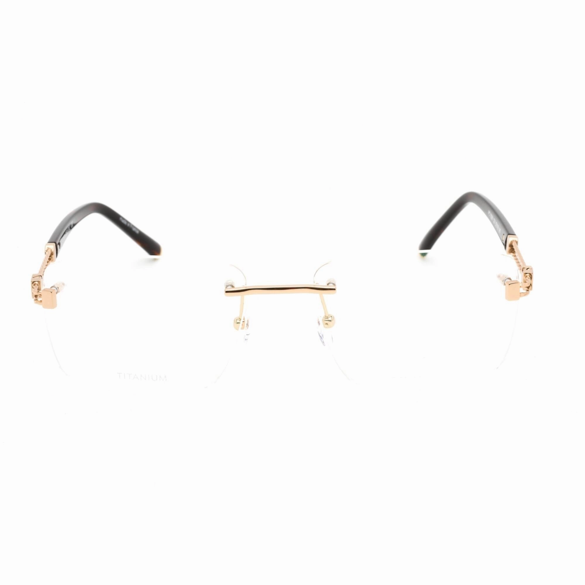 Charriol Men's Eyeglasses - Clear Lens Shiny Gold Metal Square Frame | PC75091 C01