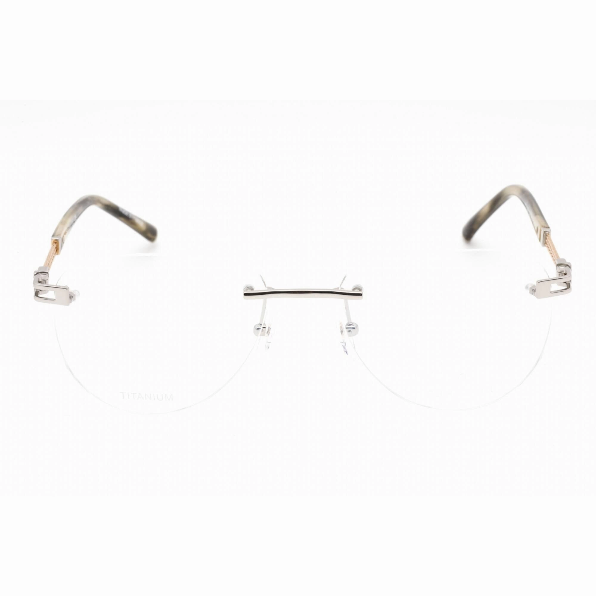 Charriol Men's Eyeglasses - Rimless Shiny Silver/Gold Round Metal Frame | PC75095 C02