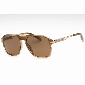 Chopard Men's Sunglasses - Shiny Striped Brown Plastic Pilot Shape Frame| SCH347 6YHP