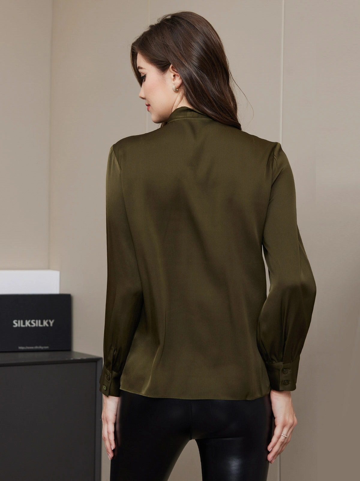 Clearance -Bow Tie Silk Blouse Shirt