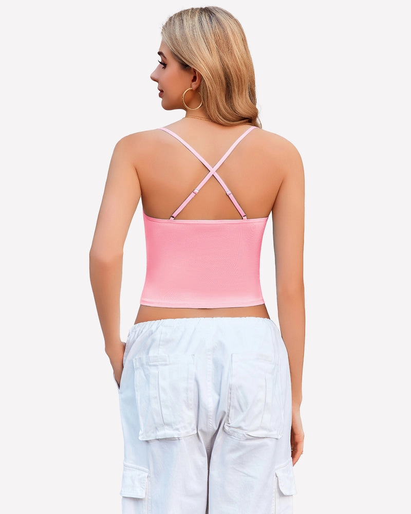 Cowl Neck Tops Mesh Ruched Camisole
