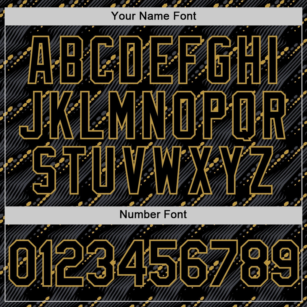 Custom Black Old Gold 3D Pattern Design Slant Lines Authentic Baseball Jersey
