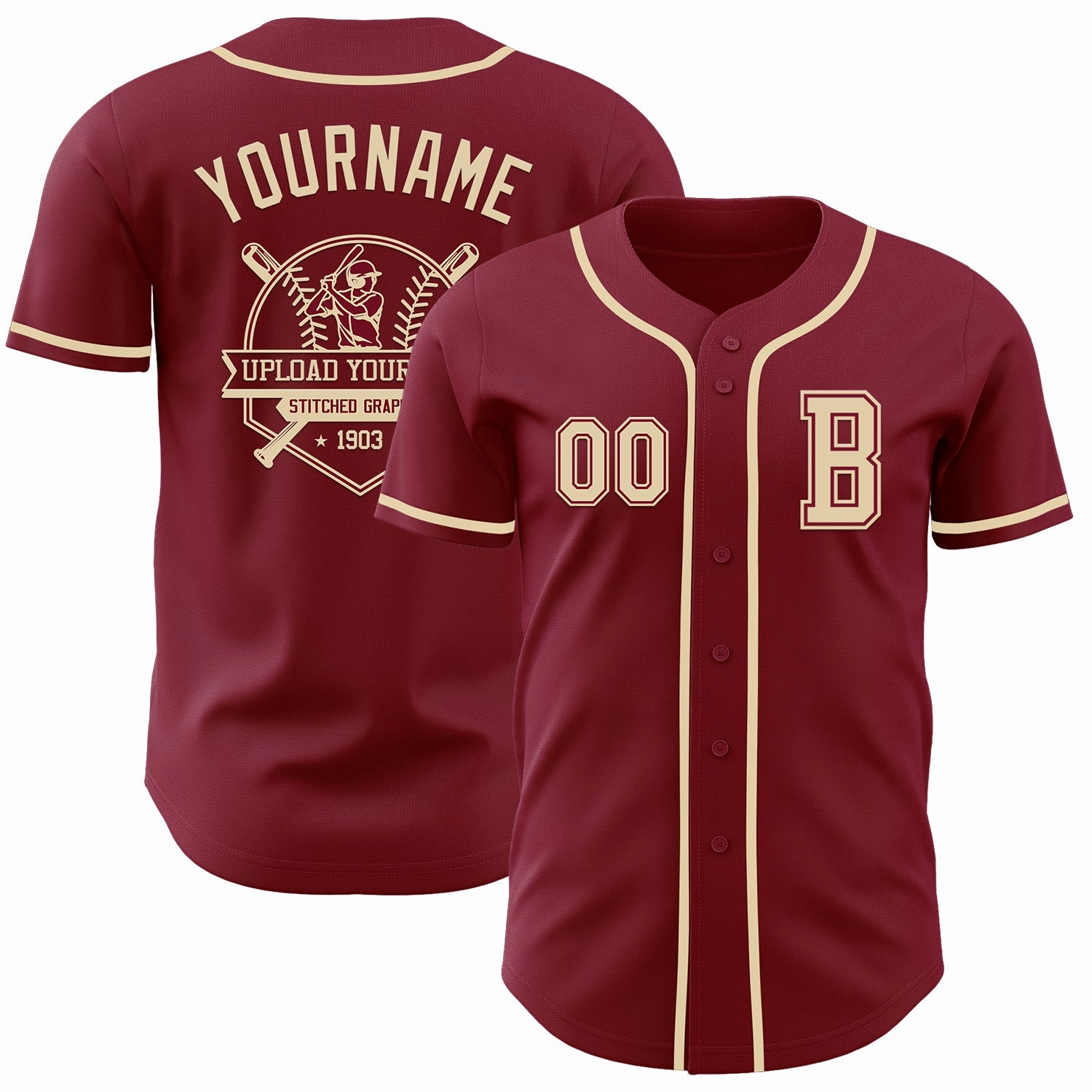 Custom Crimsom Cream Authentic Baseball Jersey
