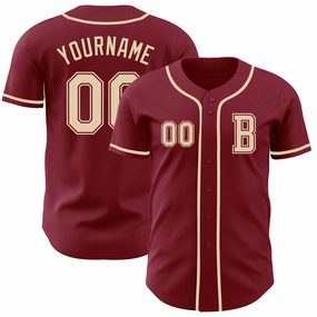 Custom Crimsom Cream Authentic Baseball Jersey