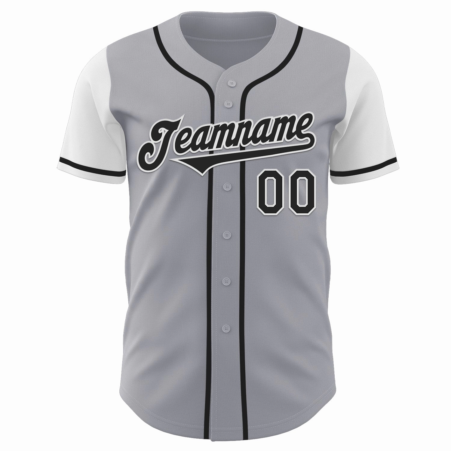 Custom Gray Black-White Authentic Two Tone Baseball Jersey
