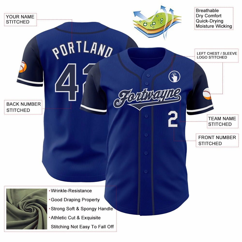 Custom Royal Navy-White Authentic Two Tone Baseball Jersey