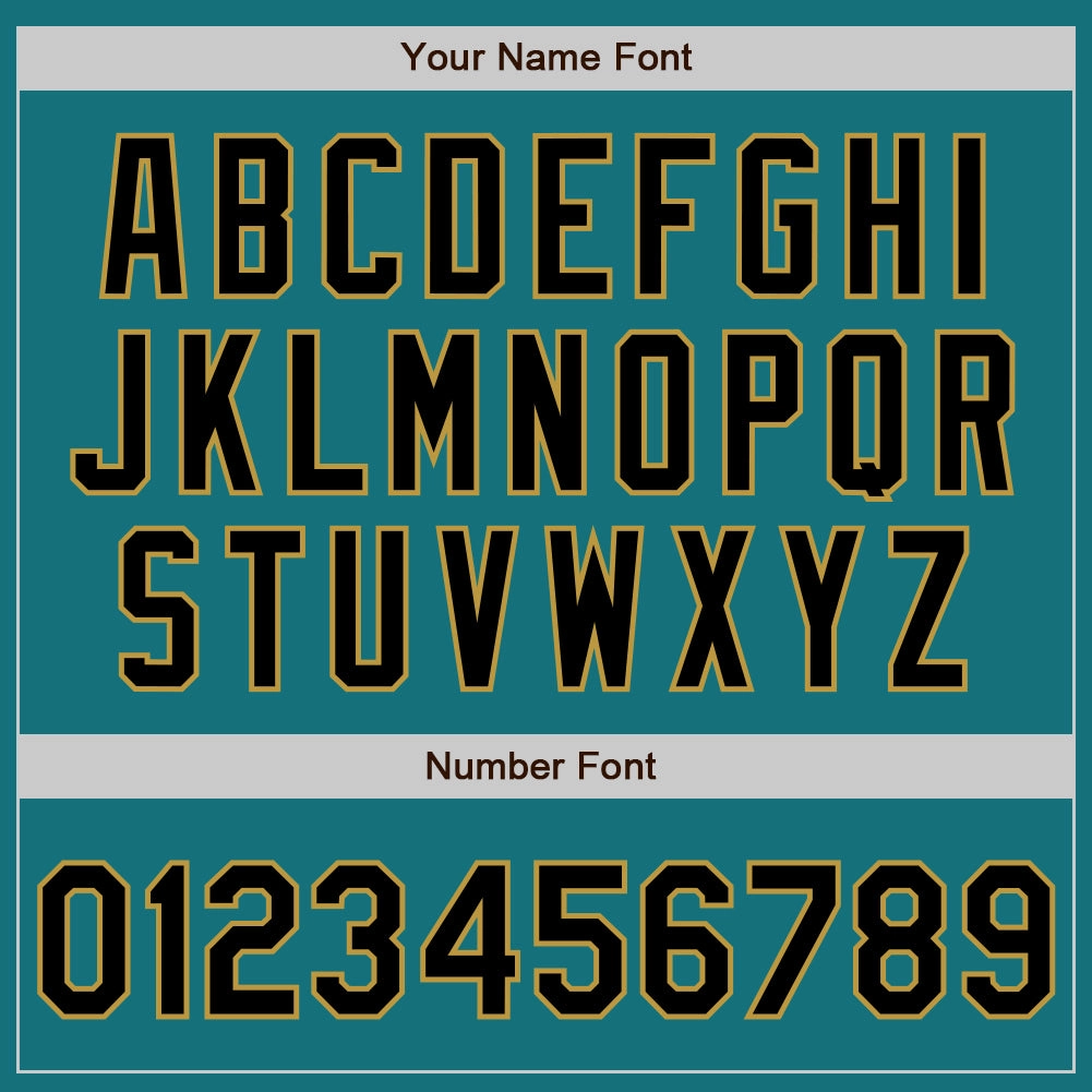 Custom Teal Black-Old Gold Authentic Two Tone Baseball Jersey
