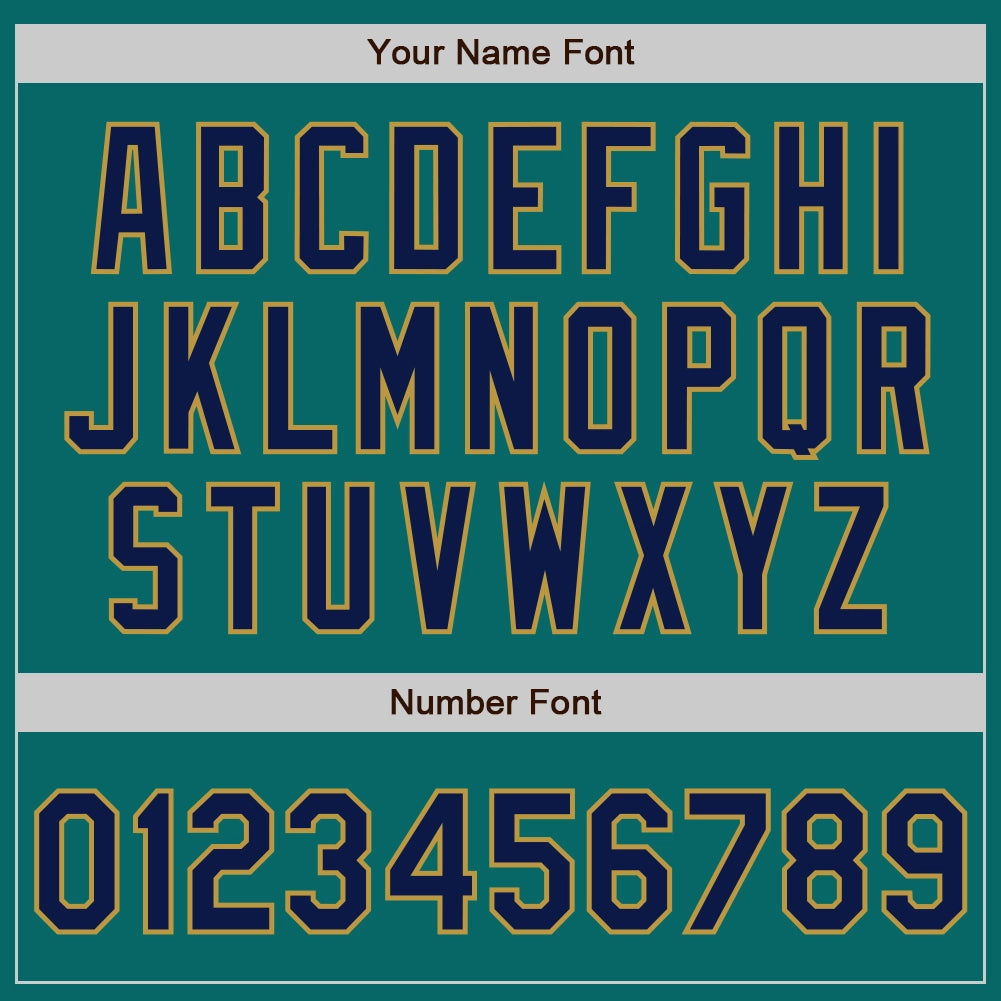Custom Teal Navy-Old Gold Authentic Baseball Jersey