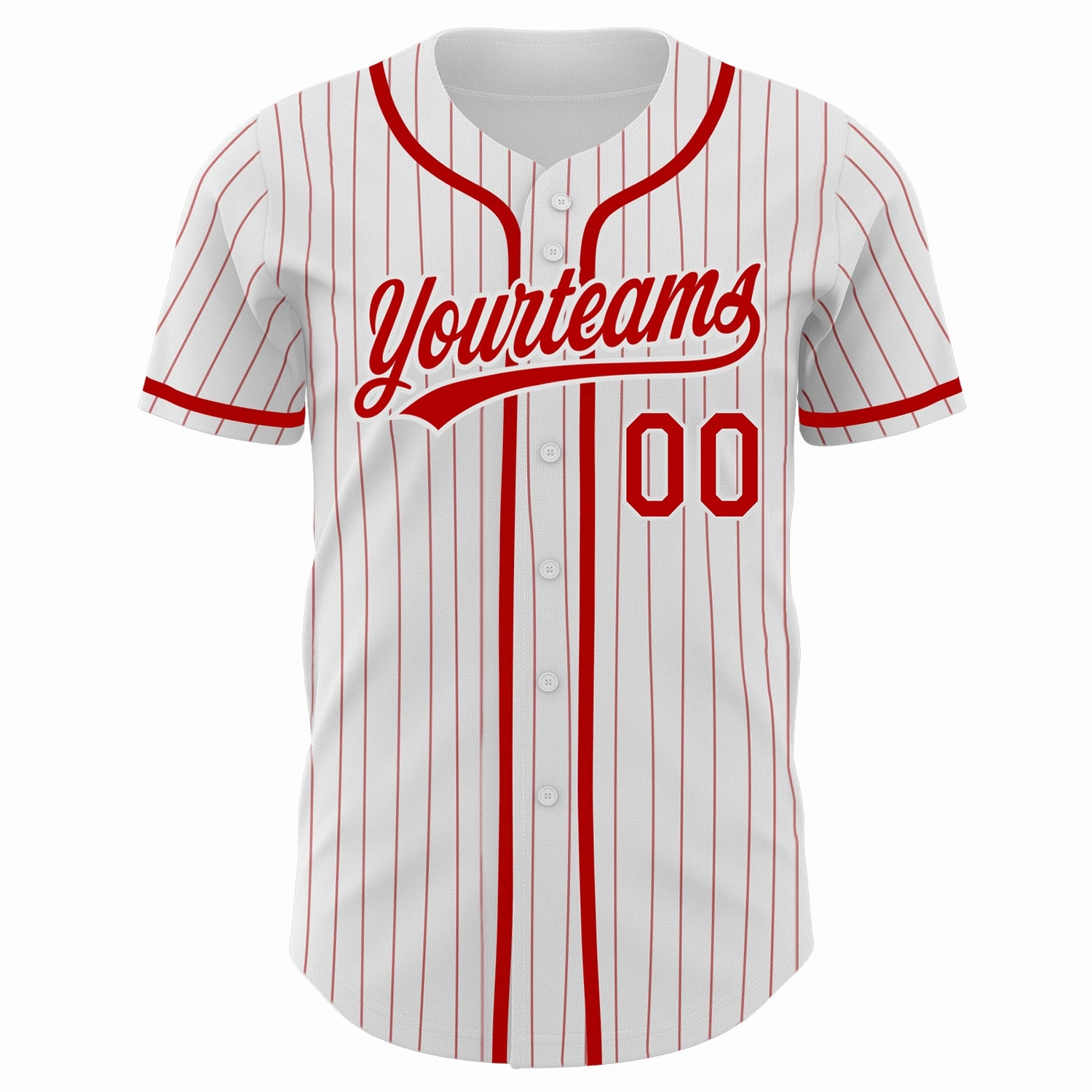 Custom White Red Pinstripe Red Authentic Baseball Jersey