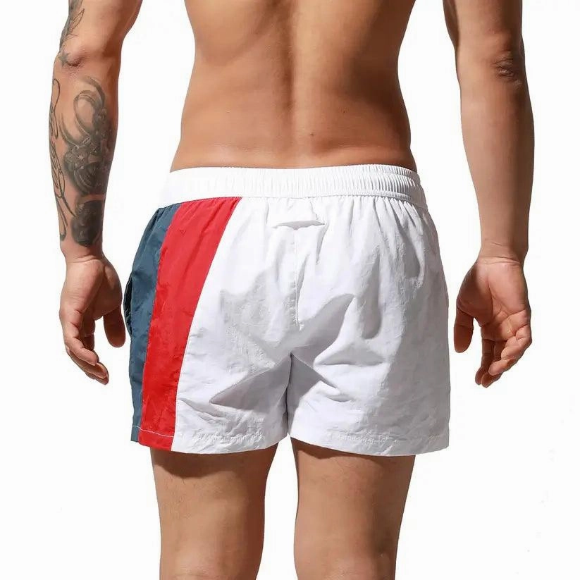 Desmiit Men's Geometric Stitching Quick-Dry Board Shorts | Black Beach Swimwear