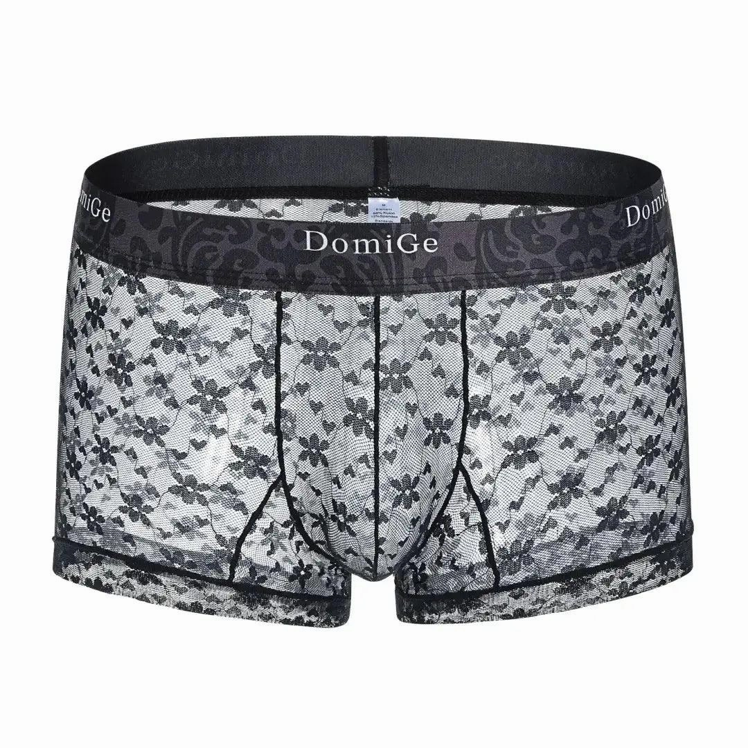 DomiGe Men's Mesh Sheer Boxers Waistband Ultimate Male Underwear