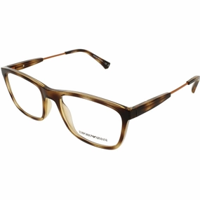 Emporio Armani Men's Eyeglasses - Havana Plastic Square Frame Demo Lens | 0EA3165 5026