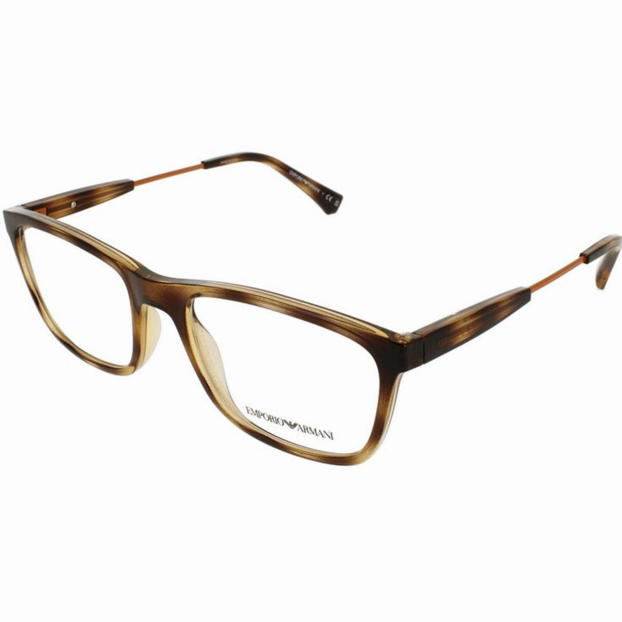 Emporio Armani Men's Eyeglasses - Havana Plastic Square Frame Demo Lens | 0EA3165 5026