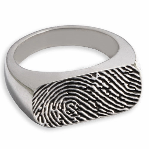 Enduring Rectangle Personalized Fingerprint Memorial Ring