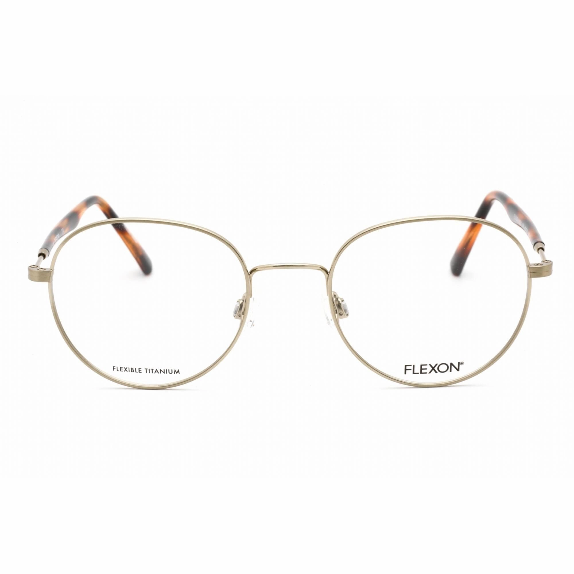 Flexon Men's Eyeglasses - Gold Full Rim Round Frame Clear Lens | FLEXON H6010 710