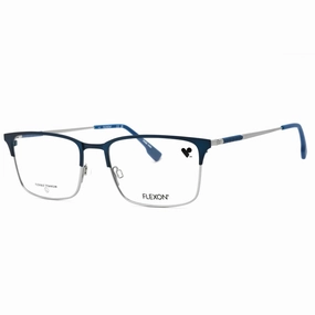 Flexon Men's Eyeglasses - Matte Navy/Silver Metal Rectangular Frame | FLEXON E1132 410