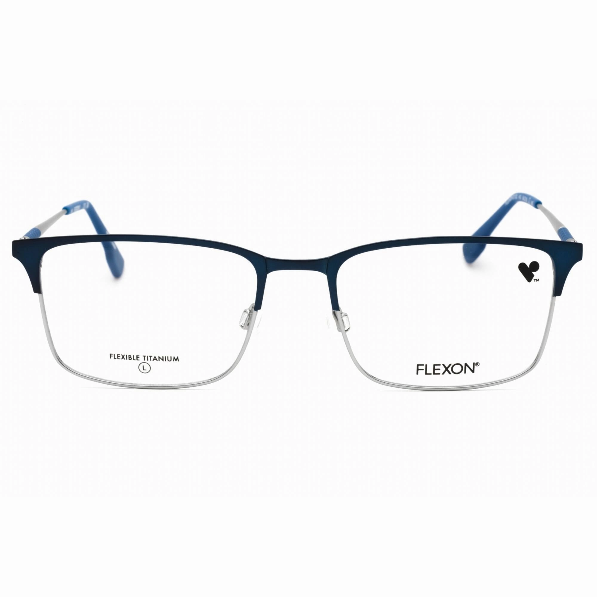 Flexon Men's Eyeglasses - Matte Navy/Silver Metal Rectangular Frame | FLEXON E1132 410
