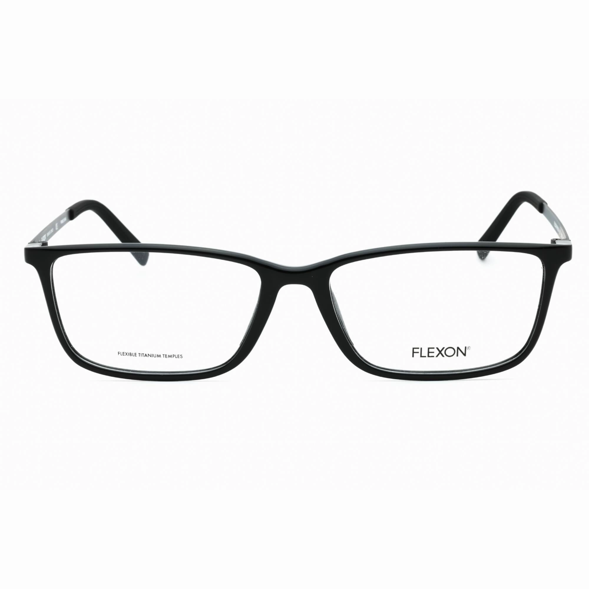 Flexon Men's Eyeglasses - Shiny Black Rectangular Full Rim Frame | FLEXON EP8014 001