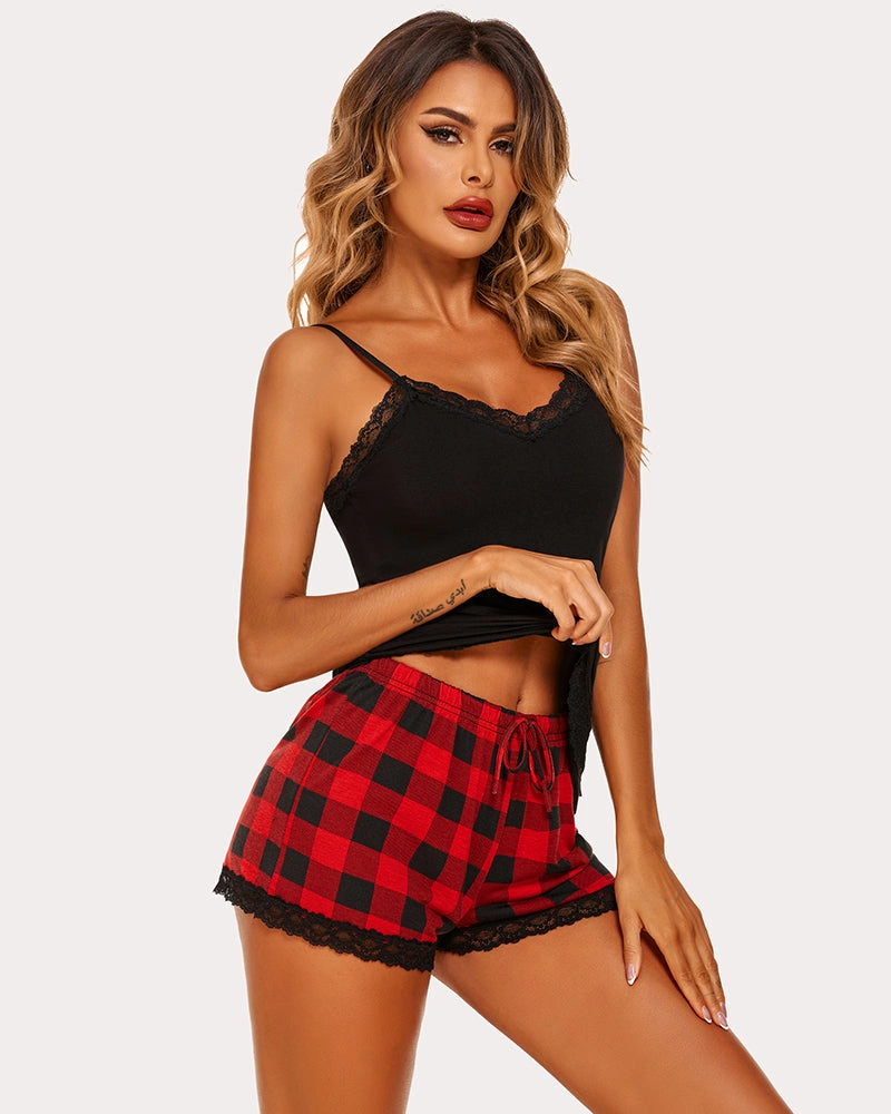 Floral Trim Cami Pajama Set