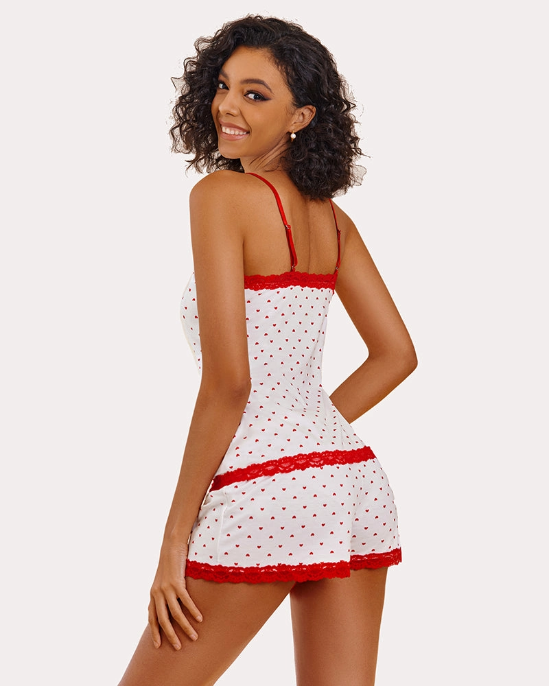 Floral Trim Cami Pajama Set
