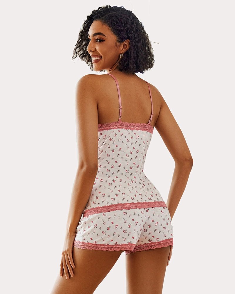 Floral Trim Cami Pajama Set