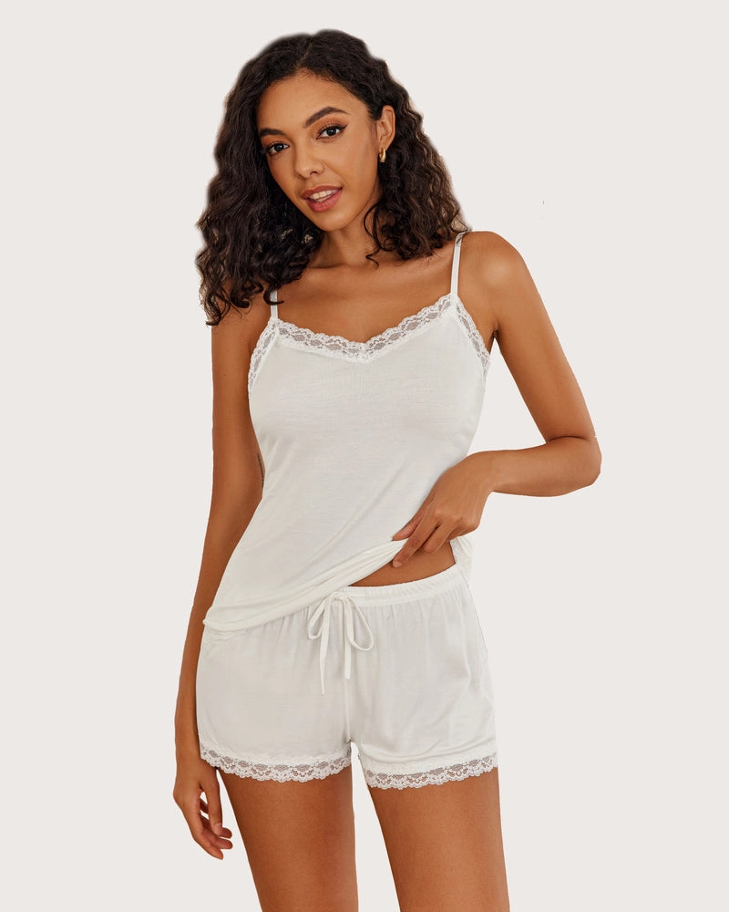 Floral Trim Cami Pajama Set