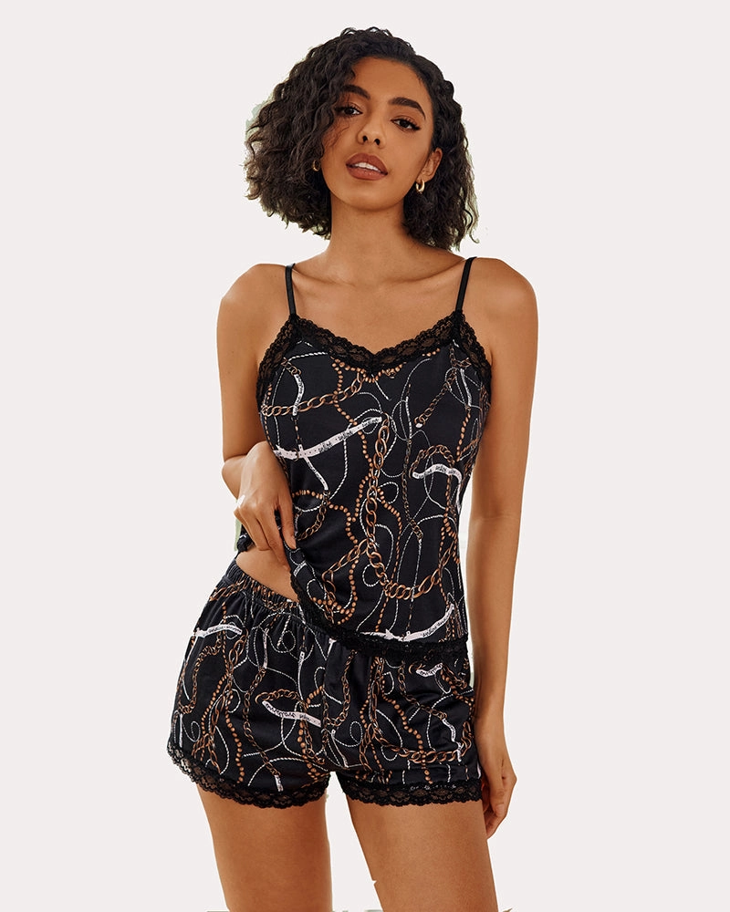 Floral Trim Cami Pajama Set