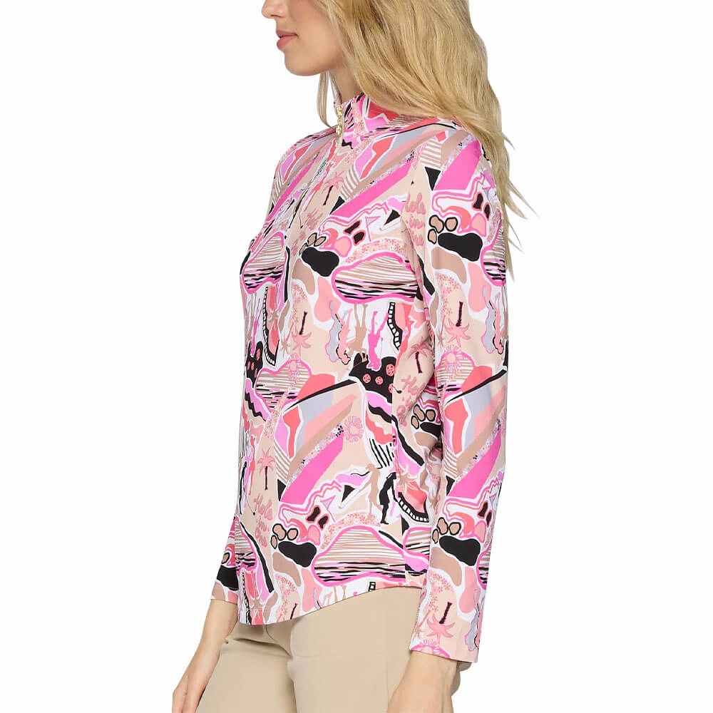 G Lifestyle Q Zip Sun Protection Golf Pullover Beige Golfer - SS25 Women