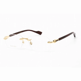Gucci Men's Eyeglasses - Gold Rectangular Shape Frame Clear Demo Lens | GG1221O 003