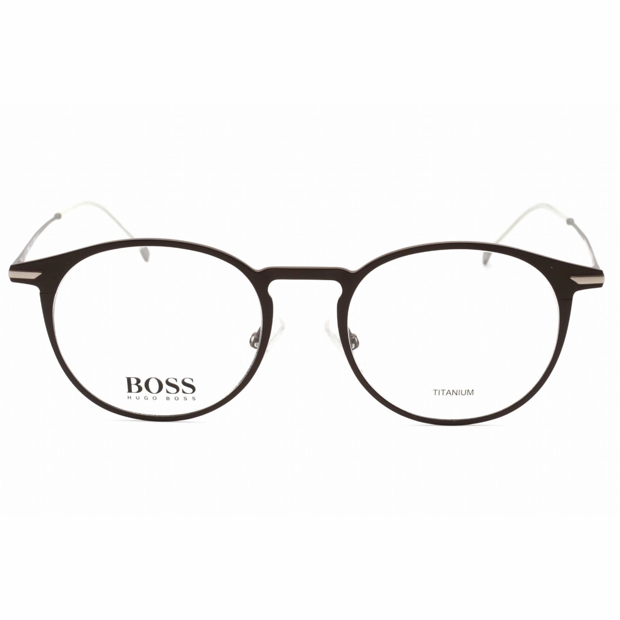 Hugo Boss Men's Eyeglasses - Full Rim Matte Brown Metal Round | BOSS 1252 04IN 00