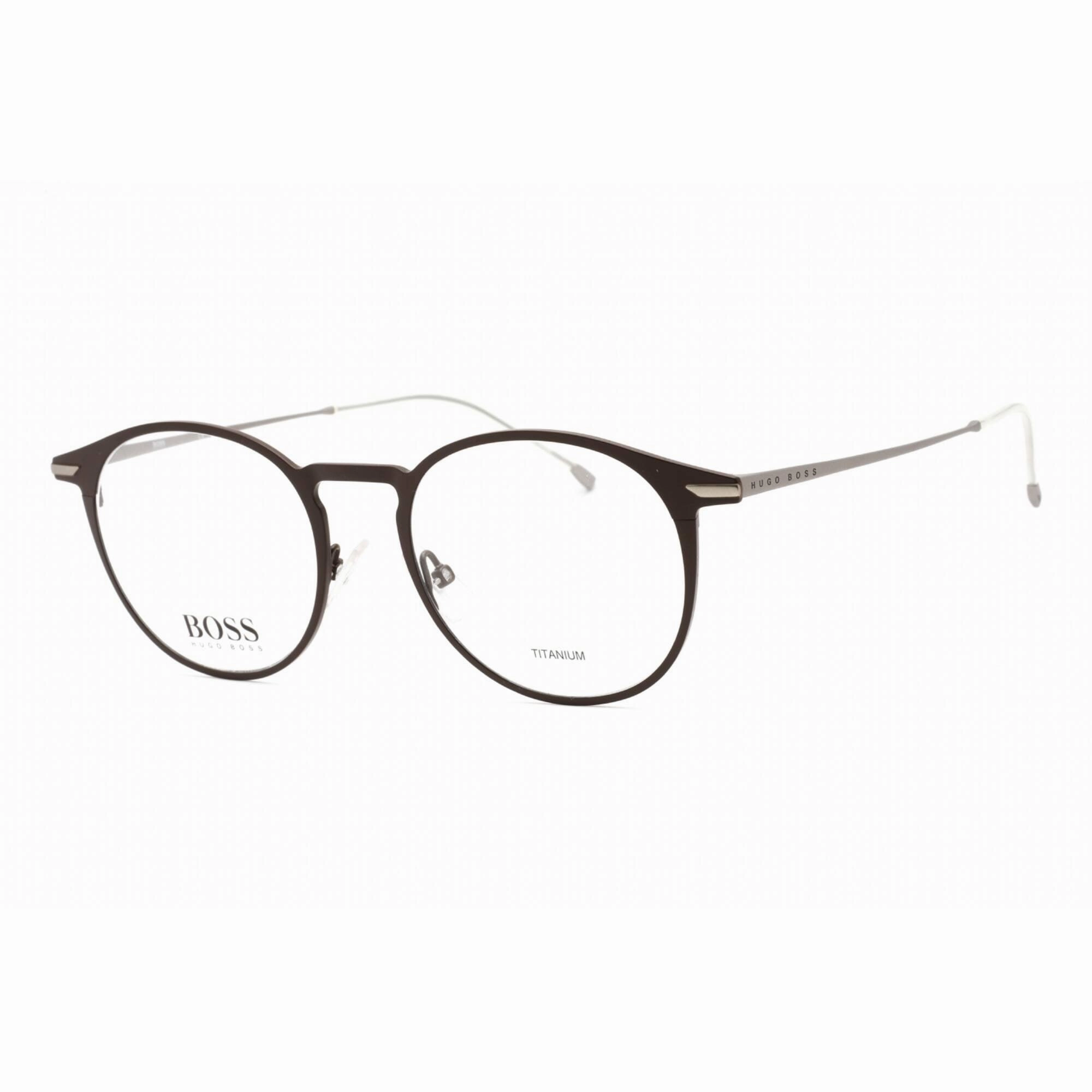 Hugo Boss Men's Eyeglasses - Full Rim Matte Brown Metal Round | BOSS 1252 04IN 00