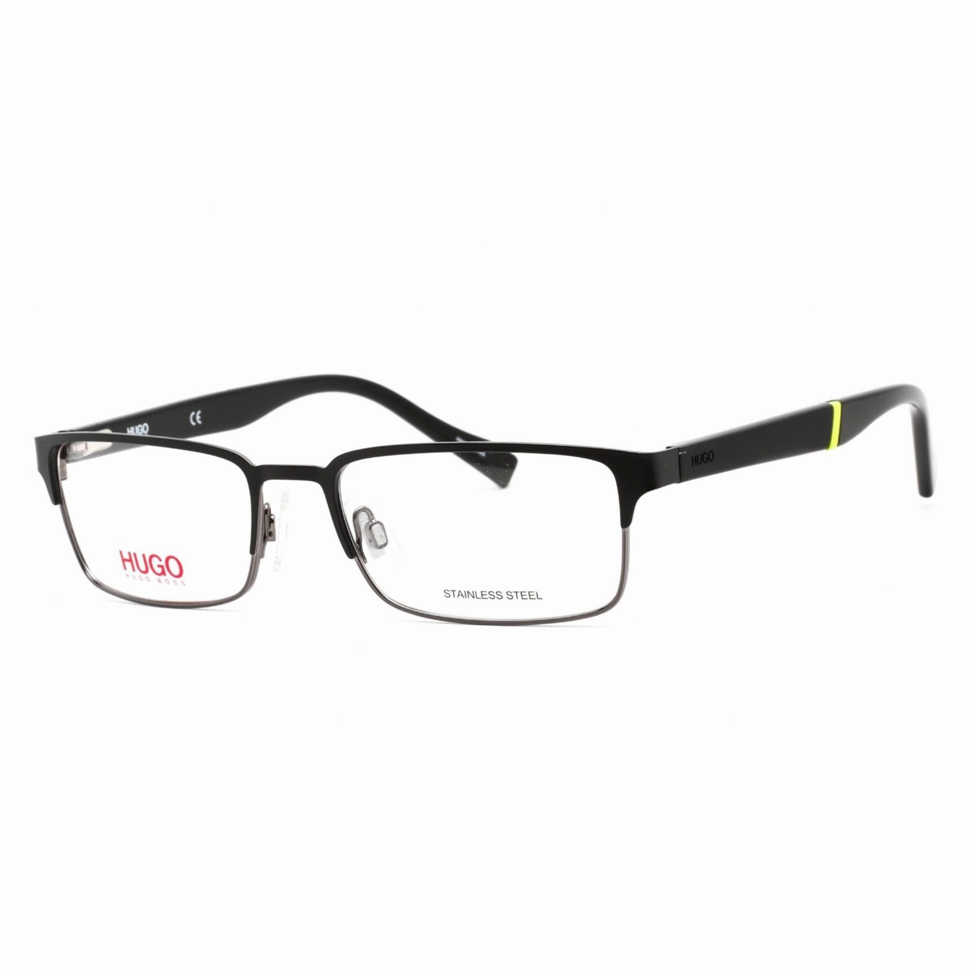 Hugo Boss Men's Eyeglasses - Rectangular Black/Ruthenium Metal Frame | HG 0136 0RZZ 00