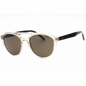Hugo Men's Sunglasses - Beige Black Round Full Rim Frame Grey Lens | HG 1305/S 0HDA IR