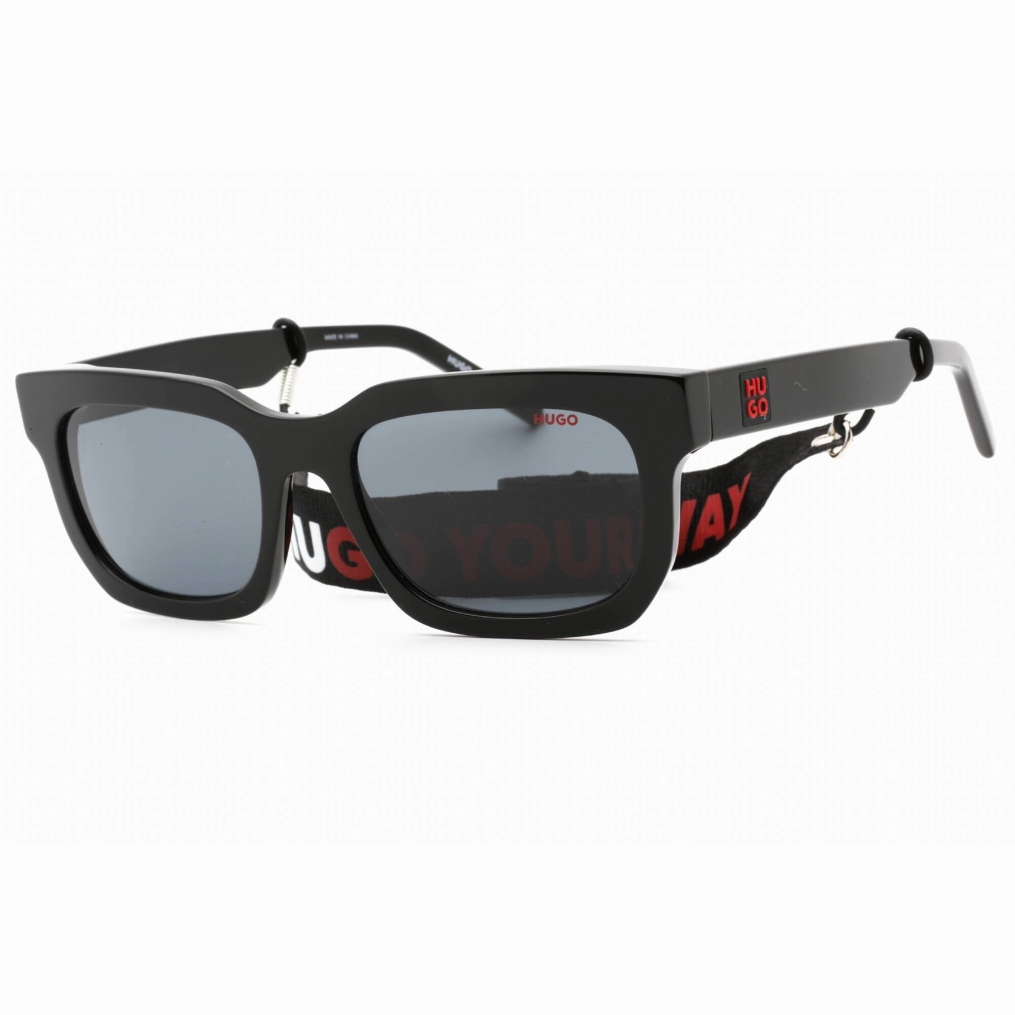 Hugo Men's Sunglasses - Black Plastic Rectangular Full Rim Frame | HG 1219/S 0807 IR
