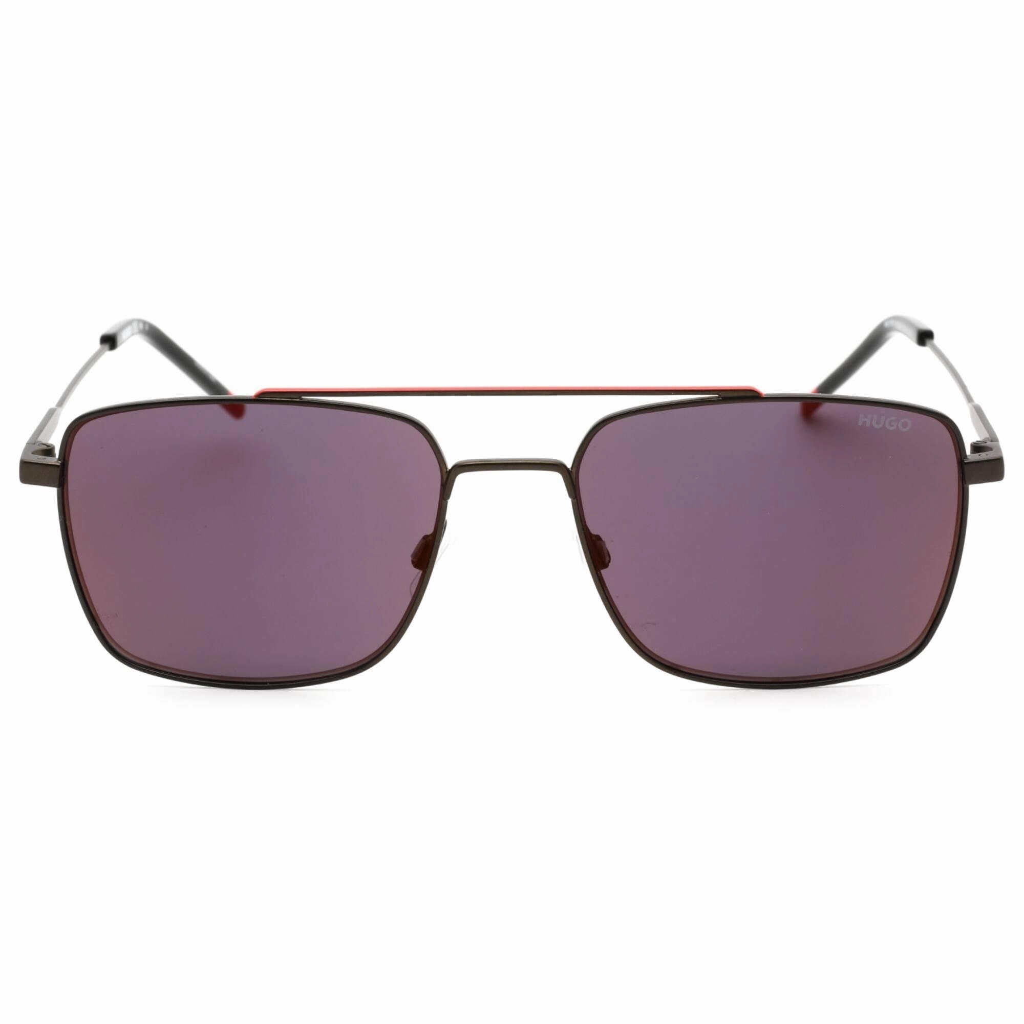 Hugo Men's Sunglasses - Matte Black Red Rectangular Metal Frame | HG 1177/S 0BLX AO