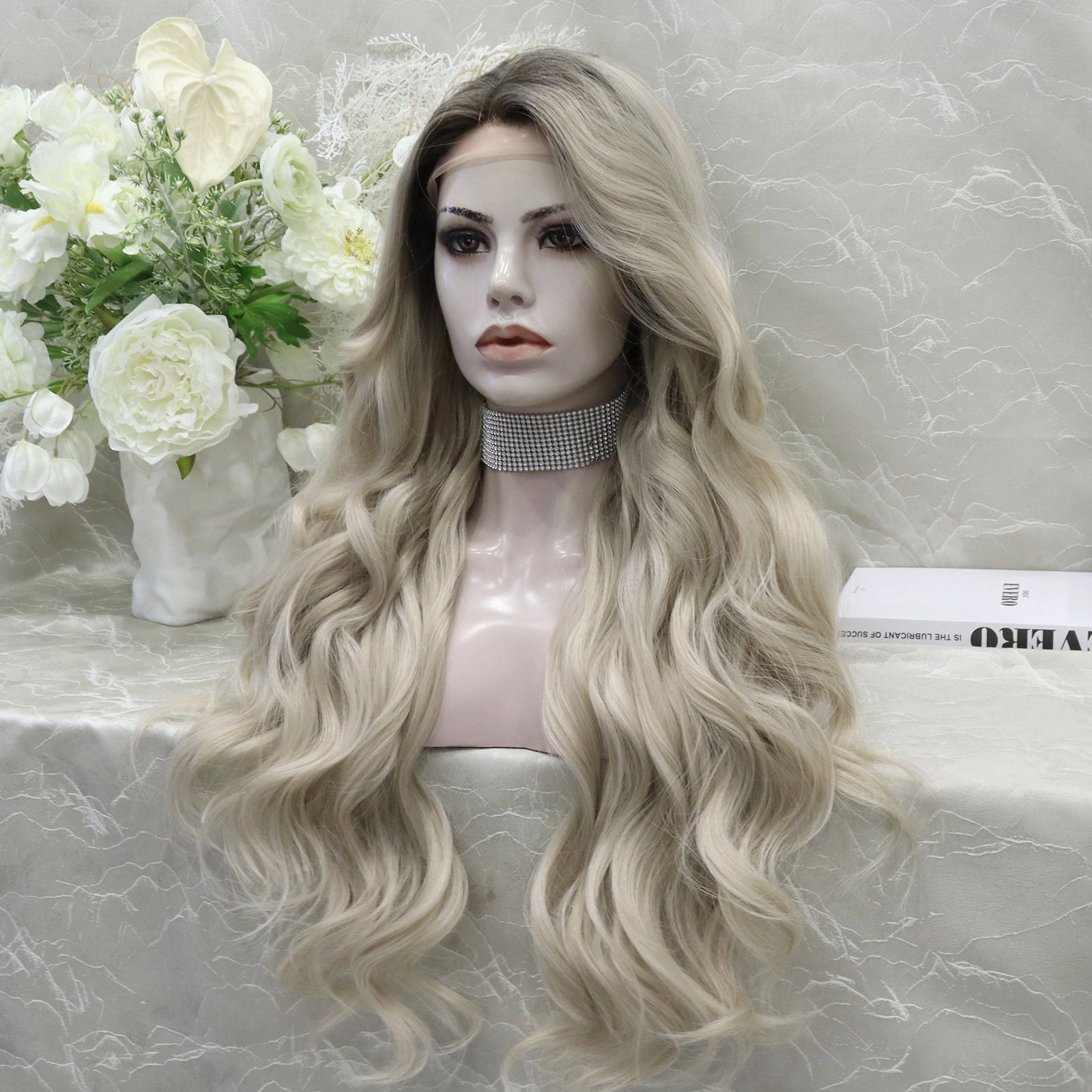 IMstyle Brittany Blonde Wigs | Long Wavy Hair | Synthetic Lace Wigs | Soft and Heat Resistant | Natural Hairline | 26 inches
