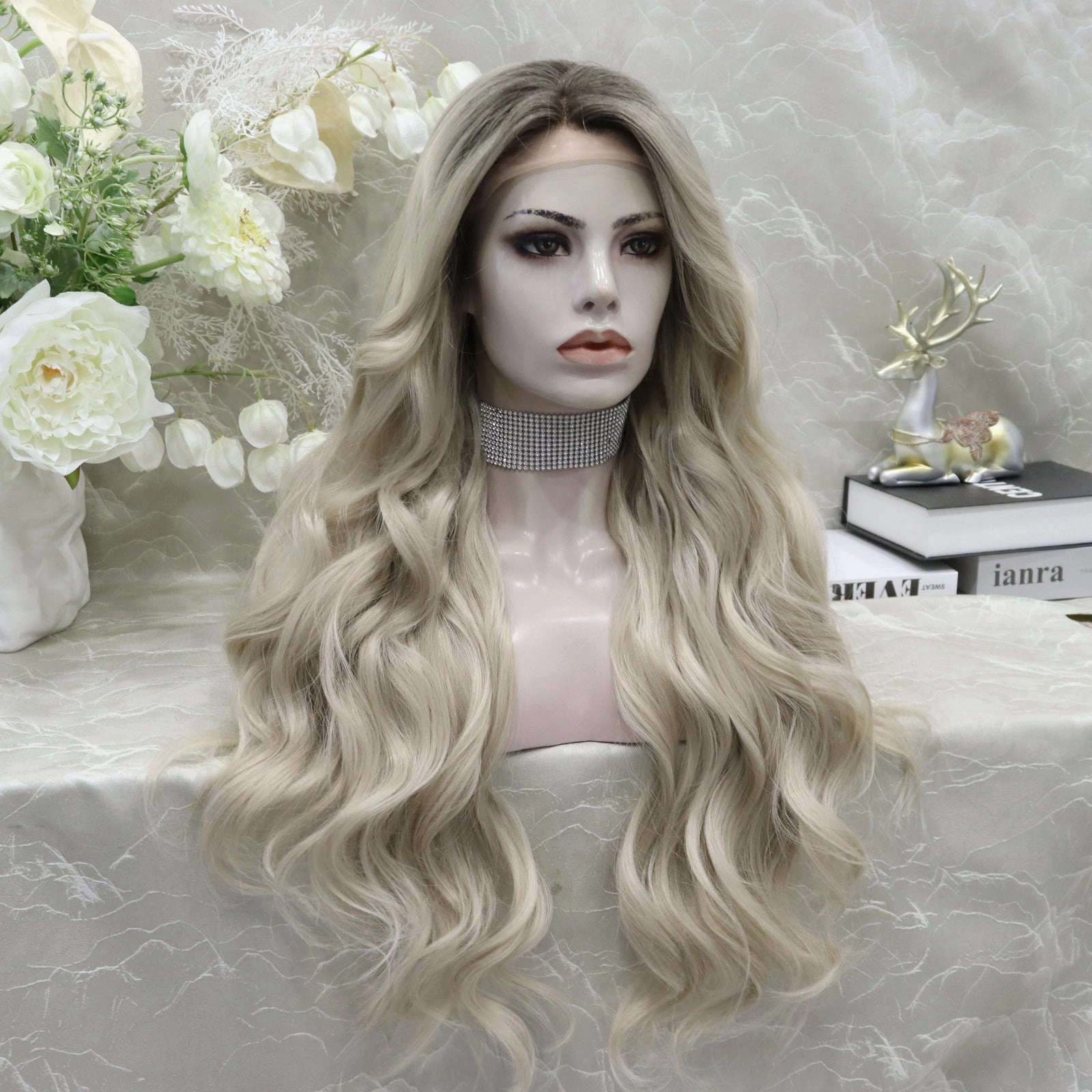 IMstyle Brittany Blonde Wigs | Long Wavy Hair | Synthetic Lace Wigs | Soft and Heat Resistant | Natural Hairline | 26 inches