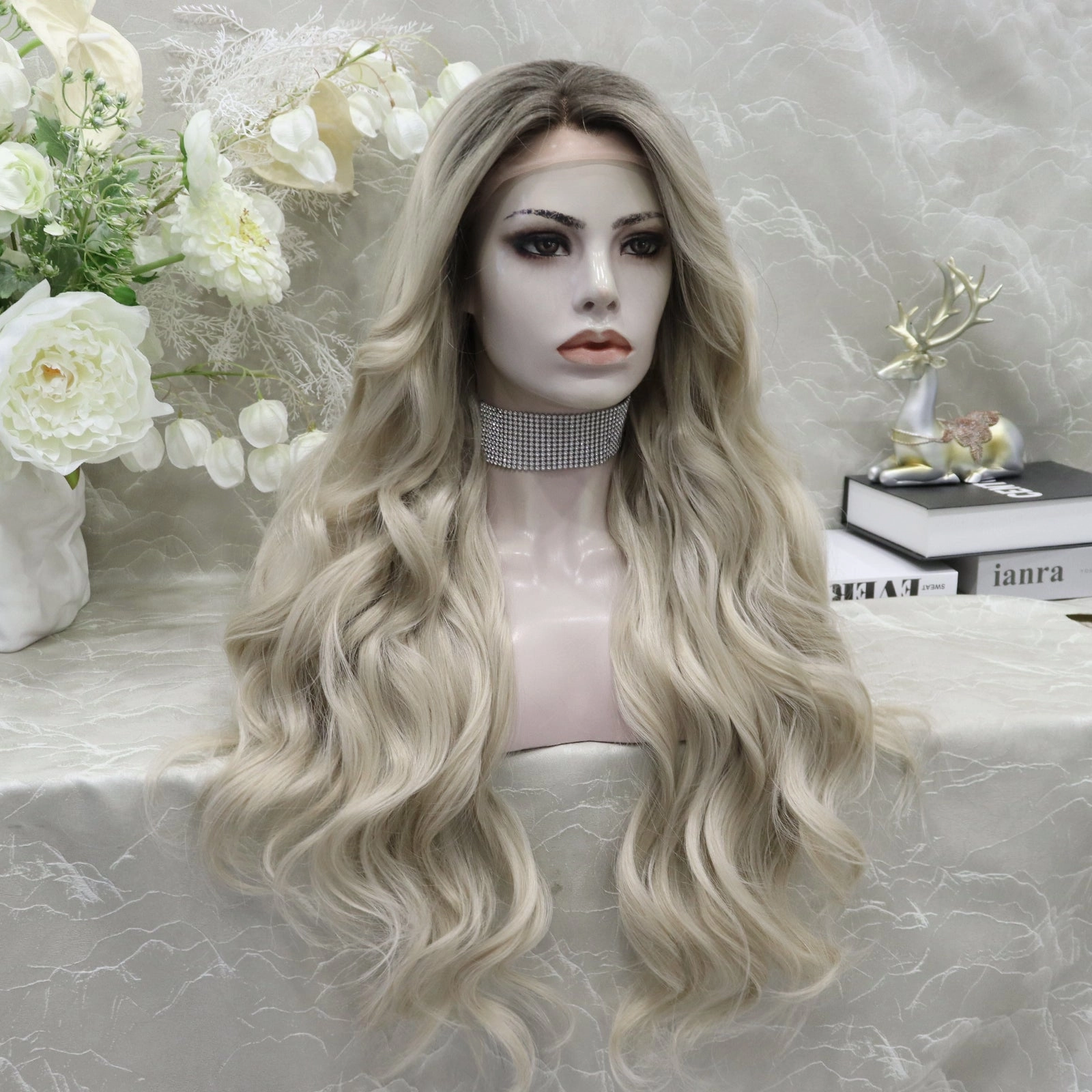 IMstyle Brittany Blonde Wigs | Long Wavy Hair | Synthetic Lace Wigs | Soft and Heat Resistant | Natural Hairline | 26 inches