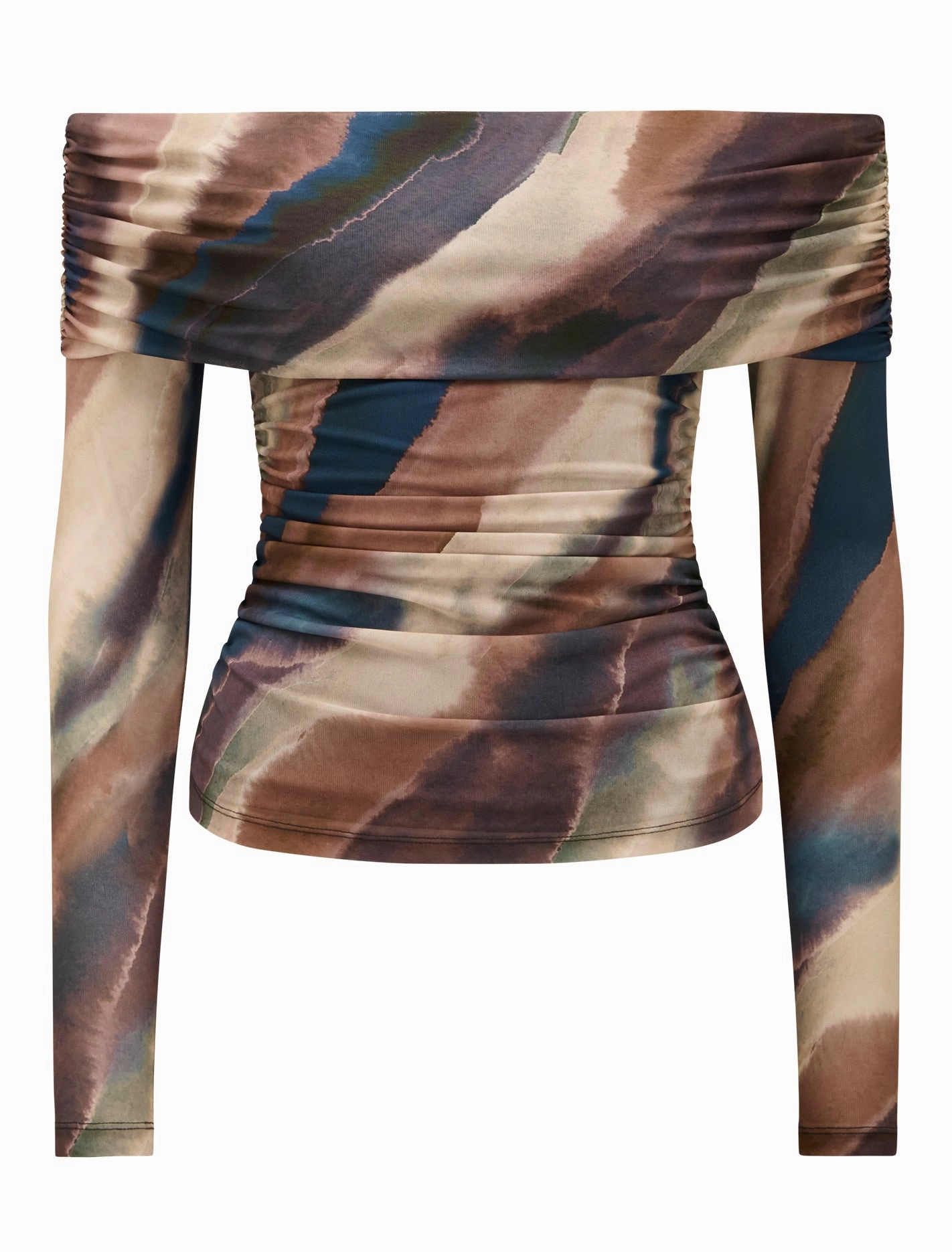 Kaia Ruched Mesh Bardot Top