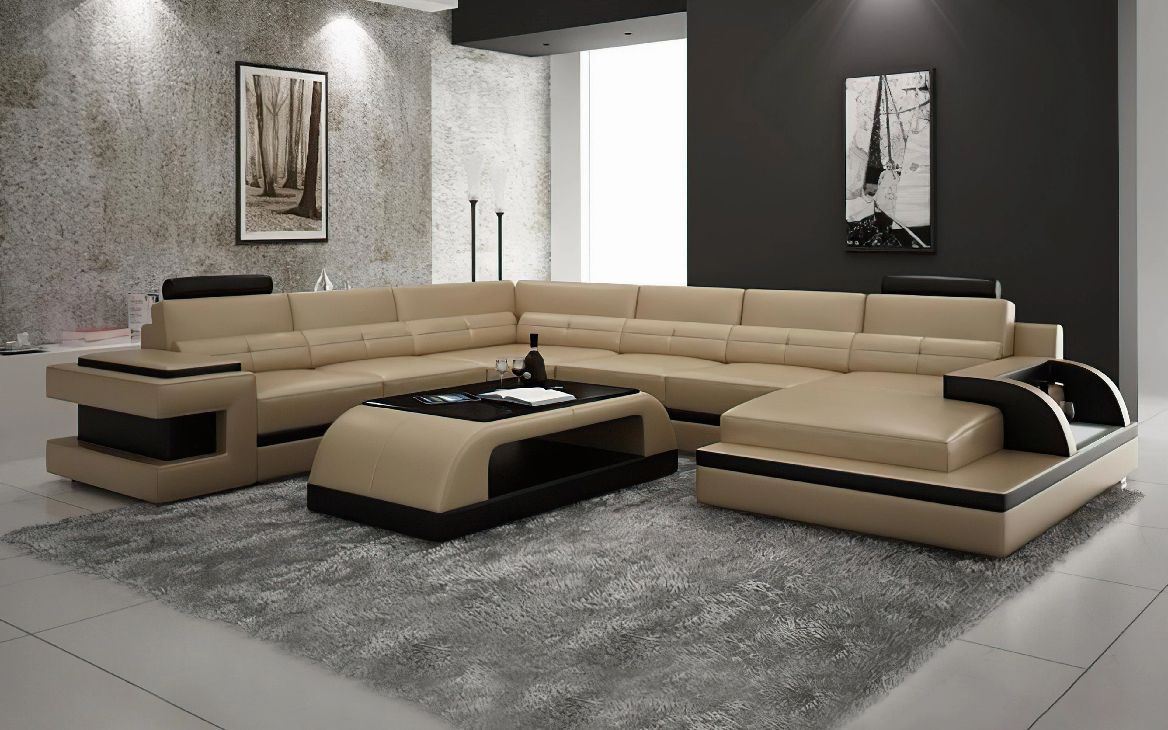 Kehlani Leather Sectional with LED Lights