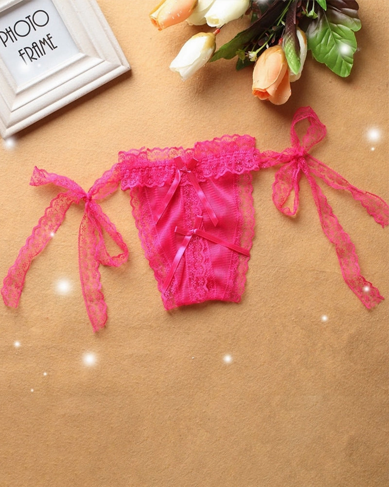 Lace-up Crotchless Thong Panty